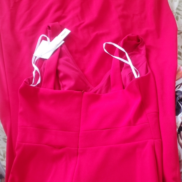 Aqua V-neck Cutout Dress - Picture 9 of 13